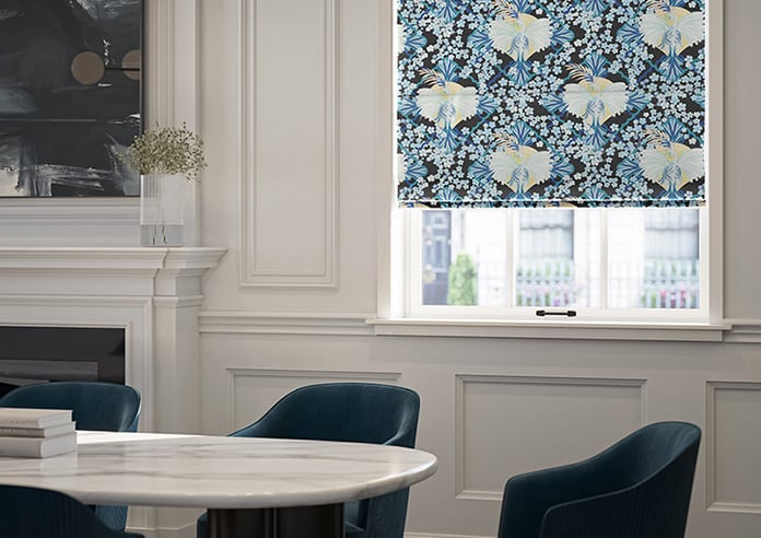 Faded Glamour, China Blue Black - Motorised Roman Blind - Image 5
